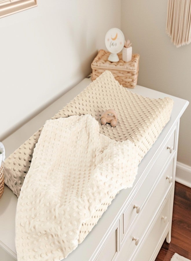 Susurration Changing Pad Covers 2Pack Minky Dots Plush Diaper Change Table Covers 33x17x7in Ultra Soft Changing Pad Sheets for Unisex Baby Girls Boys (Brown&Cream) - Image 4